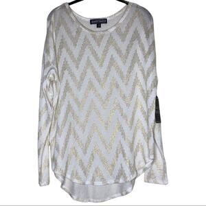 Almost Famous Cream Gold Southwest Long Sleeve Women's Size Large NWT